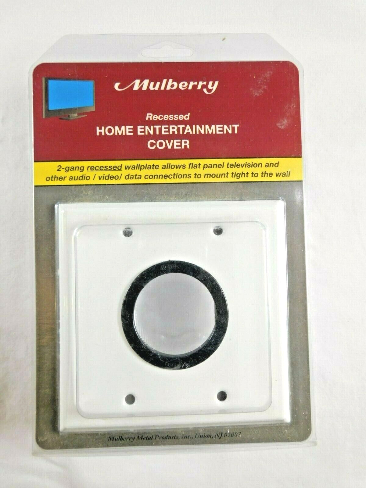 1-Hole Plate Mulberry 86708 2-Gang White 1.625 Inch Opening - Bushed
