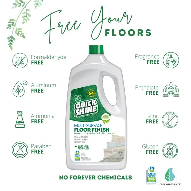 Quick Shine Multi-Surface Floor Finish, 64 fl oz Unscented Household Floor Clear