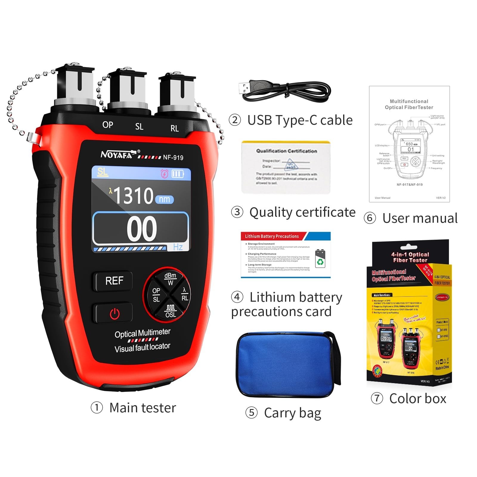 3in1 Fiber Optic Optical Power Meter Light Source Visual Fault Finder Device
