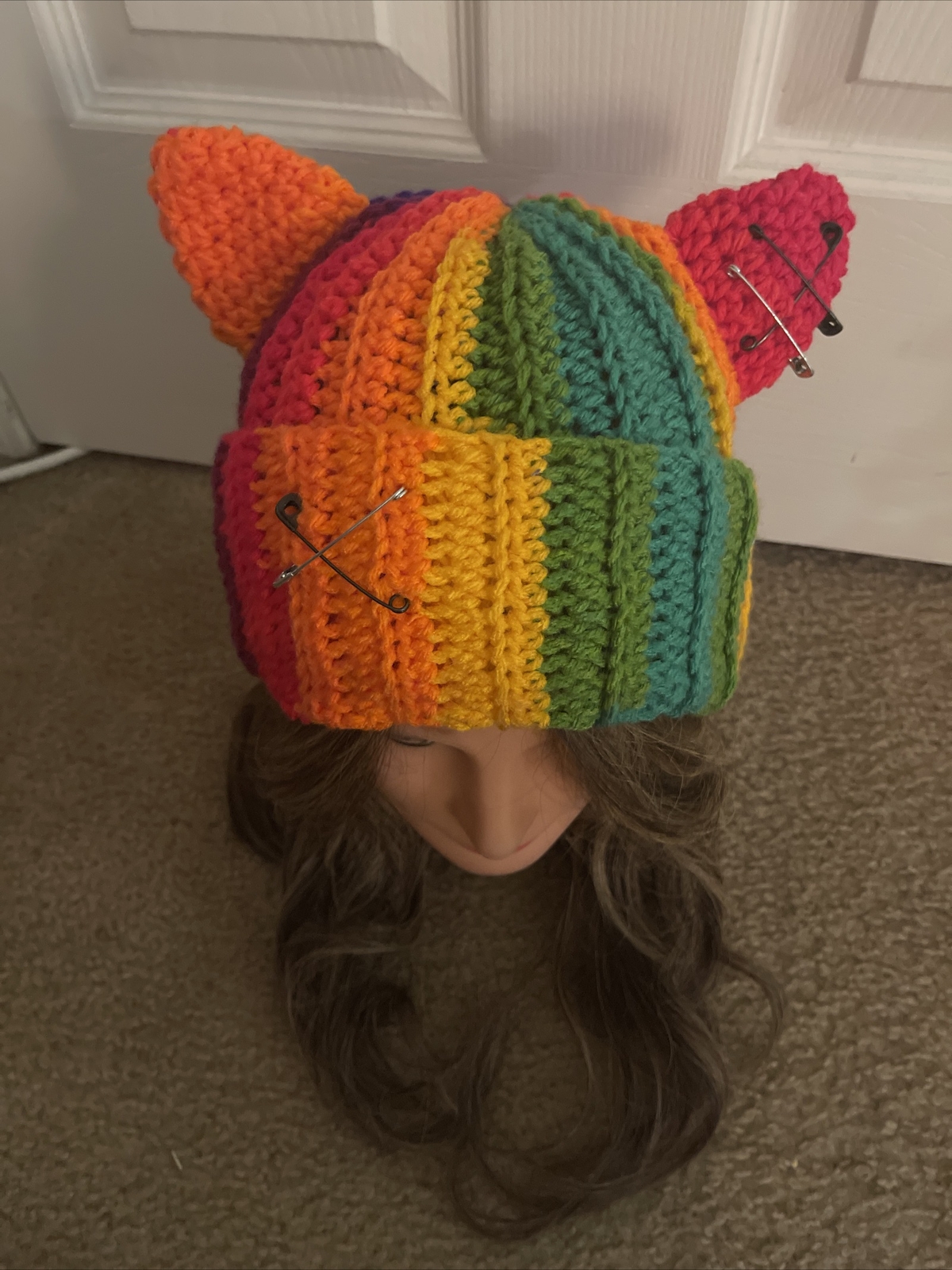 Kitty hat beanie handmade crochet adult size