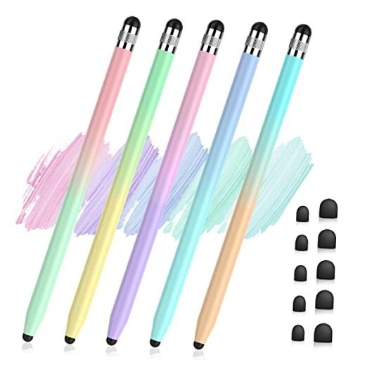 5Pcs Stylus Pens, 2 in 1 Stylus Pen for Touchscreen High 5（colorful）