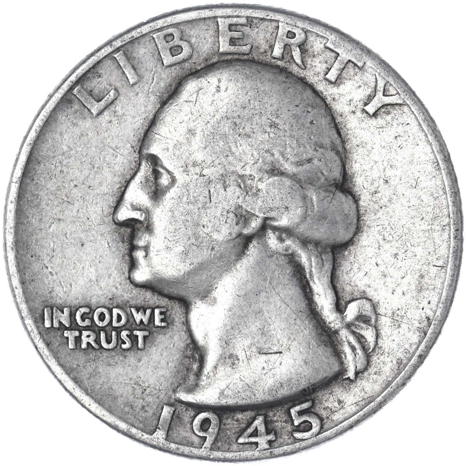 1945 (P) Washington Quarter 90% Silver Very Fine VF