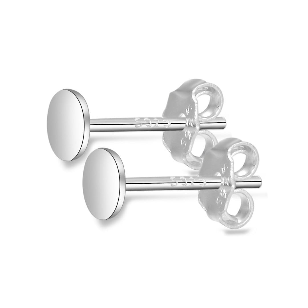 8pcs Adabele Real 925 Sterling Silver 3mm Pad Earring Posts 8pcs Backs
