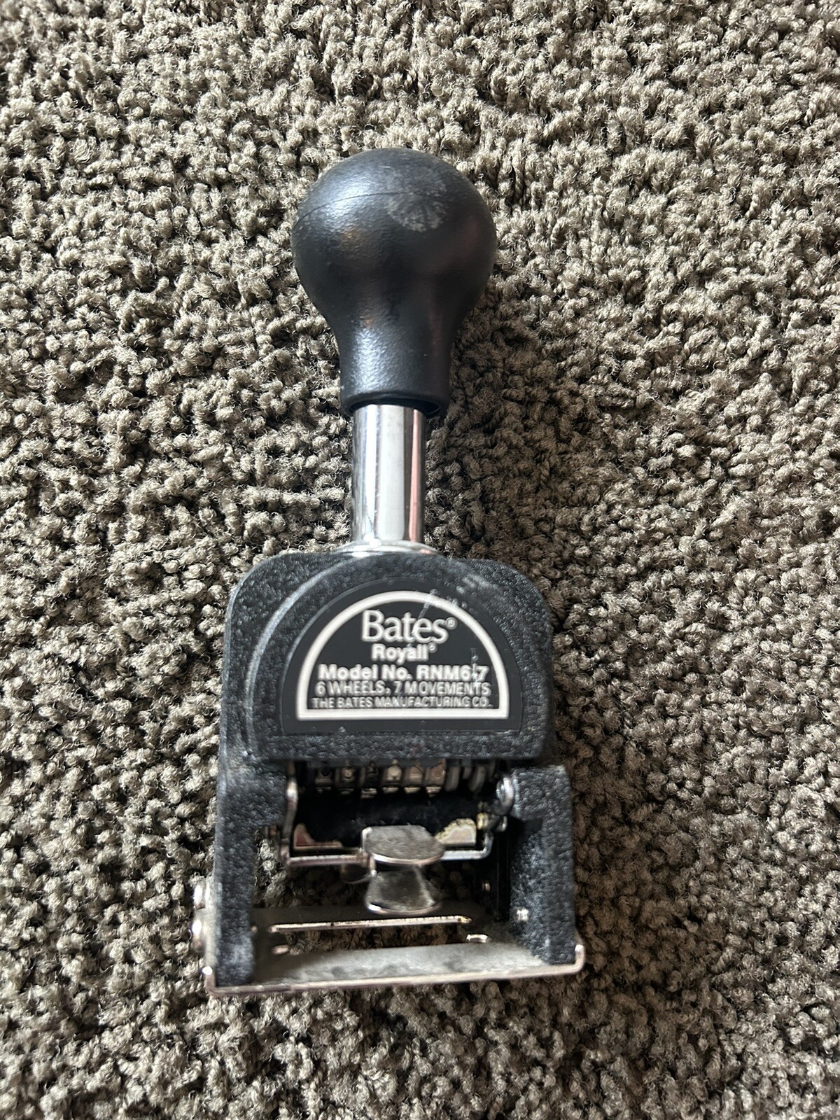 Bates Royall RNM6-7 Automatic Numbering Machine Ink Stamp Antique Vintage Black