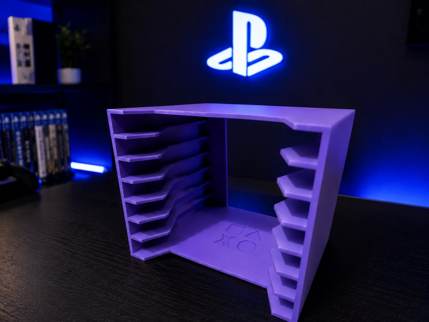 PlayStation Video Game Storage Holder for 7 Games | Game Case Organizer Display