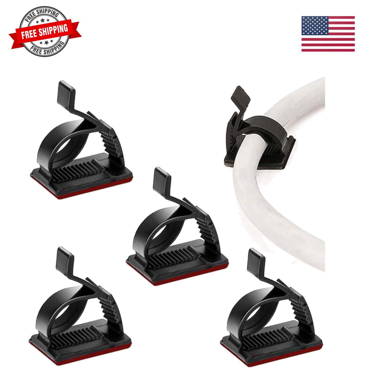 50Pcs Adjustable Cable Management Clips, Adhesive Organizers Sticky Wire Clip...