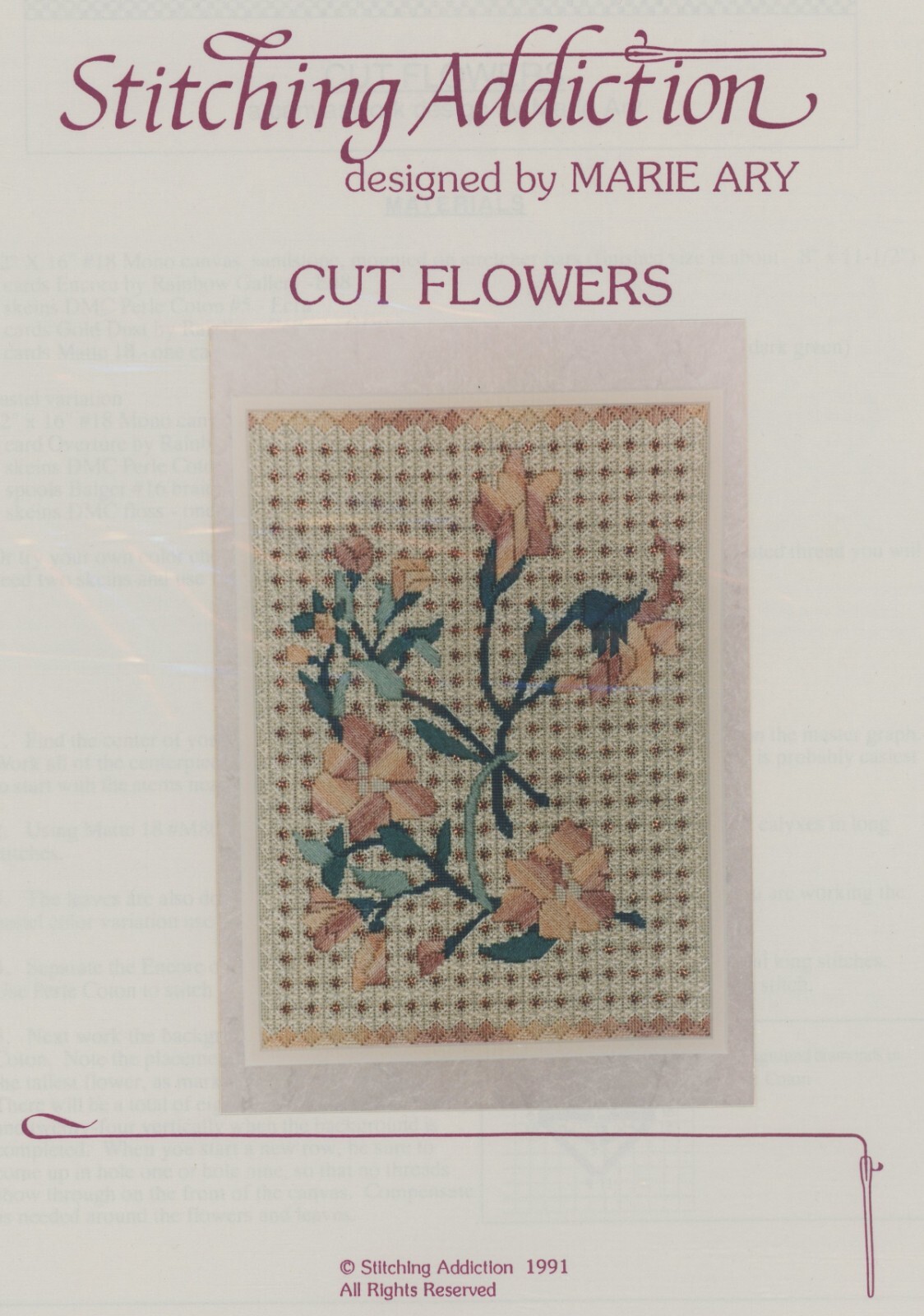 Stitching Addiction Marie Ary Cut Flowers Canvaswork Embroidery Needlepoint