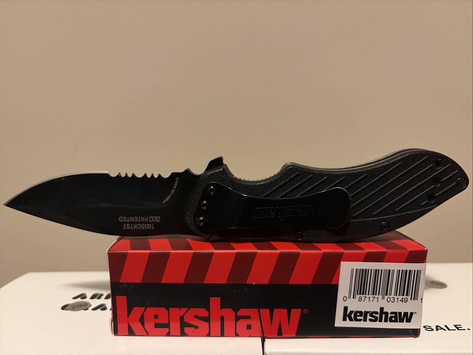 Kershaw 1605CKTST Clash Folding Serrated Knife - Black
