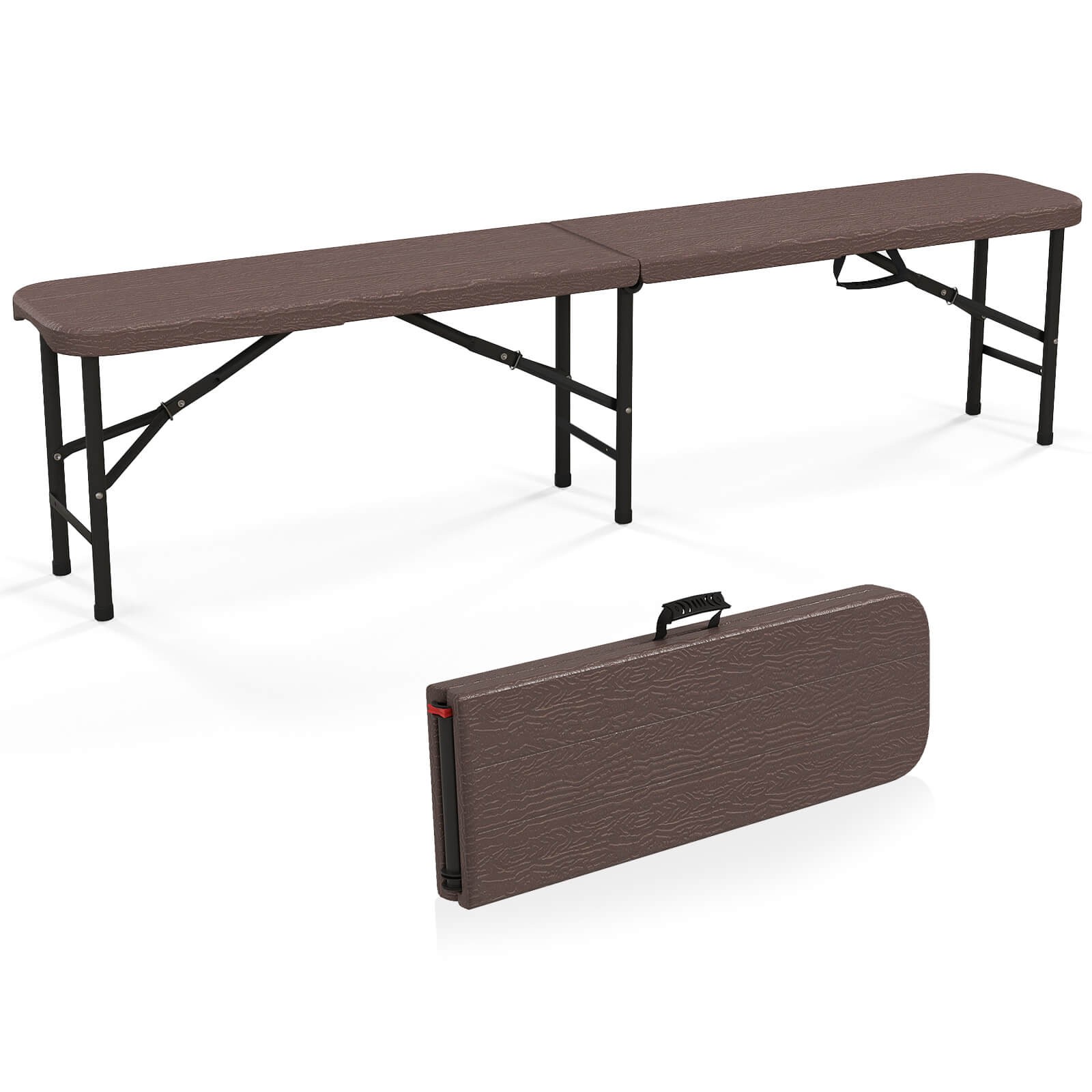 6 ft Plastic Folding Bench Portable Fold-in-Half Seat w/ 1320 LBS Capacity