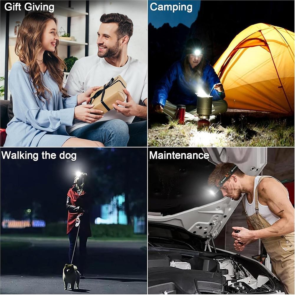 2x Rechargeable Headlamp Super Bright LED Head Light Forehead Flashlight Outdoor
