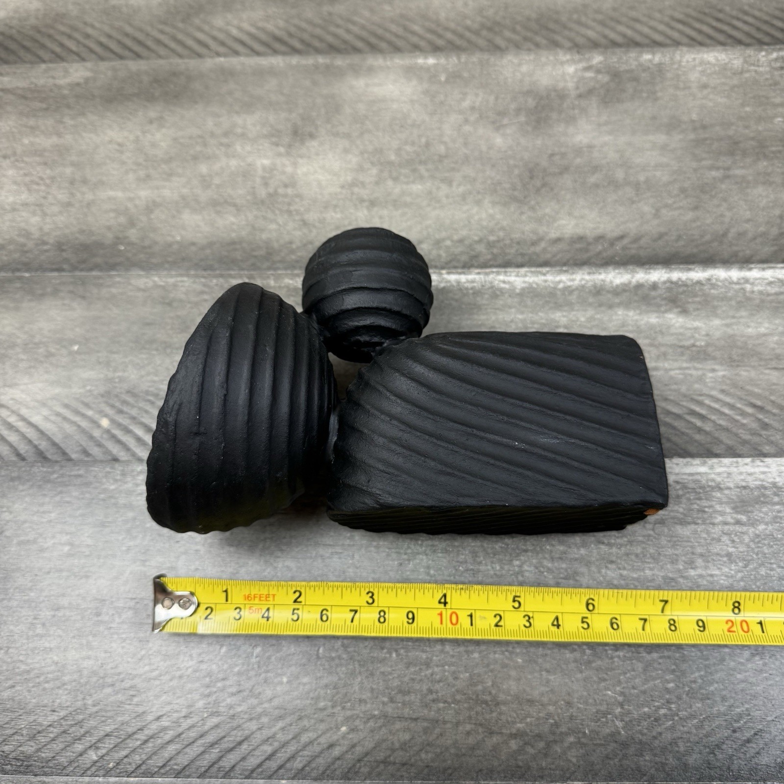 West Elm Asher Ceramic Taper Holder Tall Black Chipped Scuffed Read