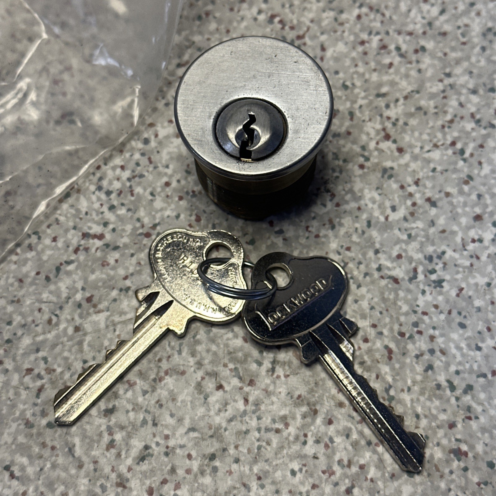 NEW Vintage Lockwood 1-1/4" mortise cylinder w/ 2 Keys