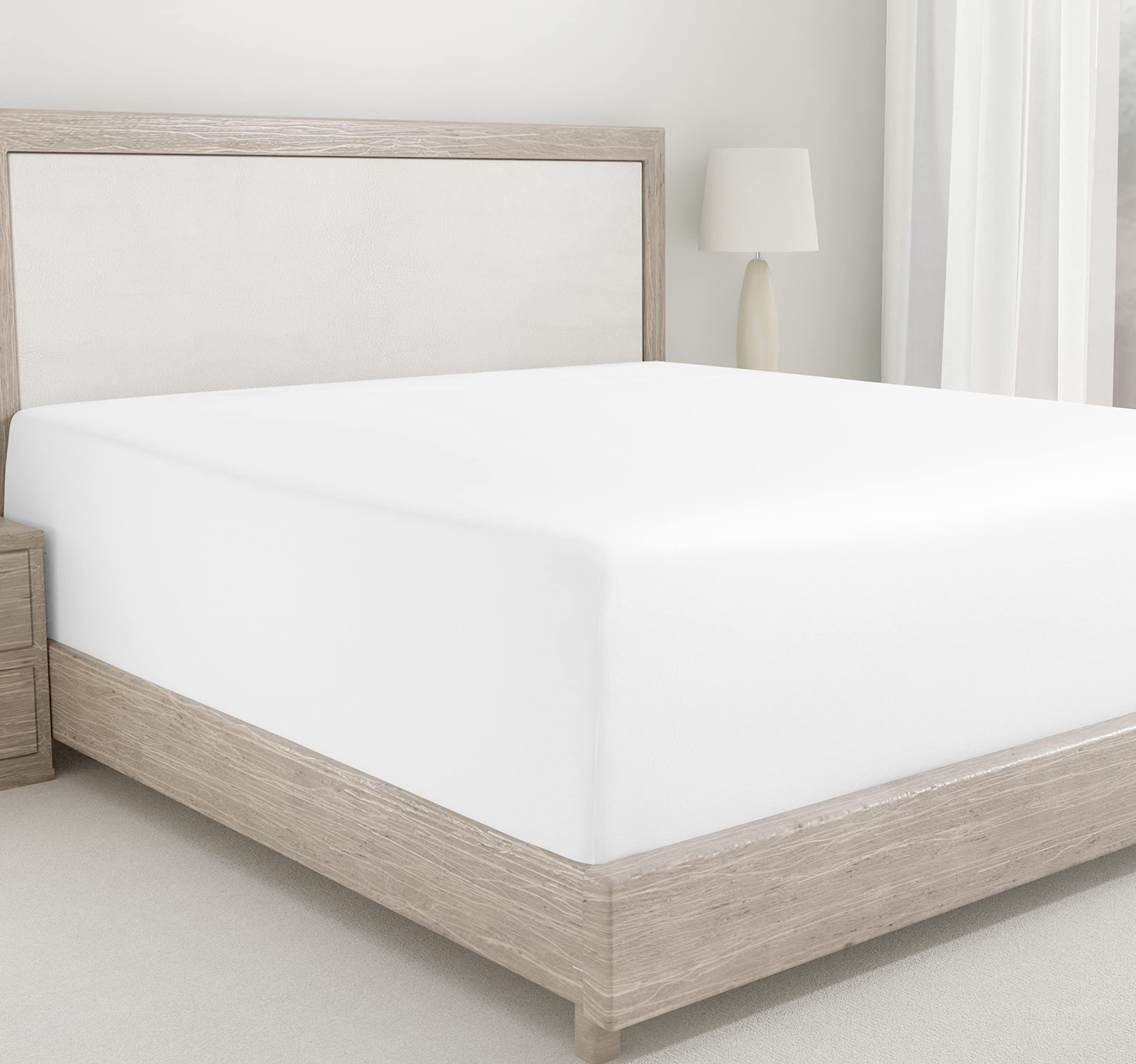Cal King Fitted Sheet White 100% Cotton 400 Thread Count Sateen Deep Pocket D...