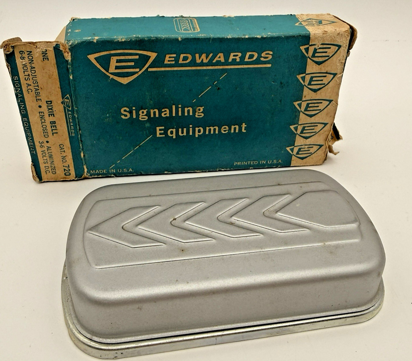Vintage Edwards Dixie Bell Model #720 Aluminum Grey USA Doorbell Retro