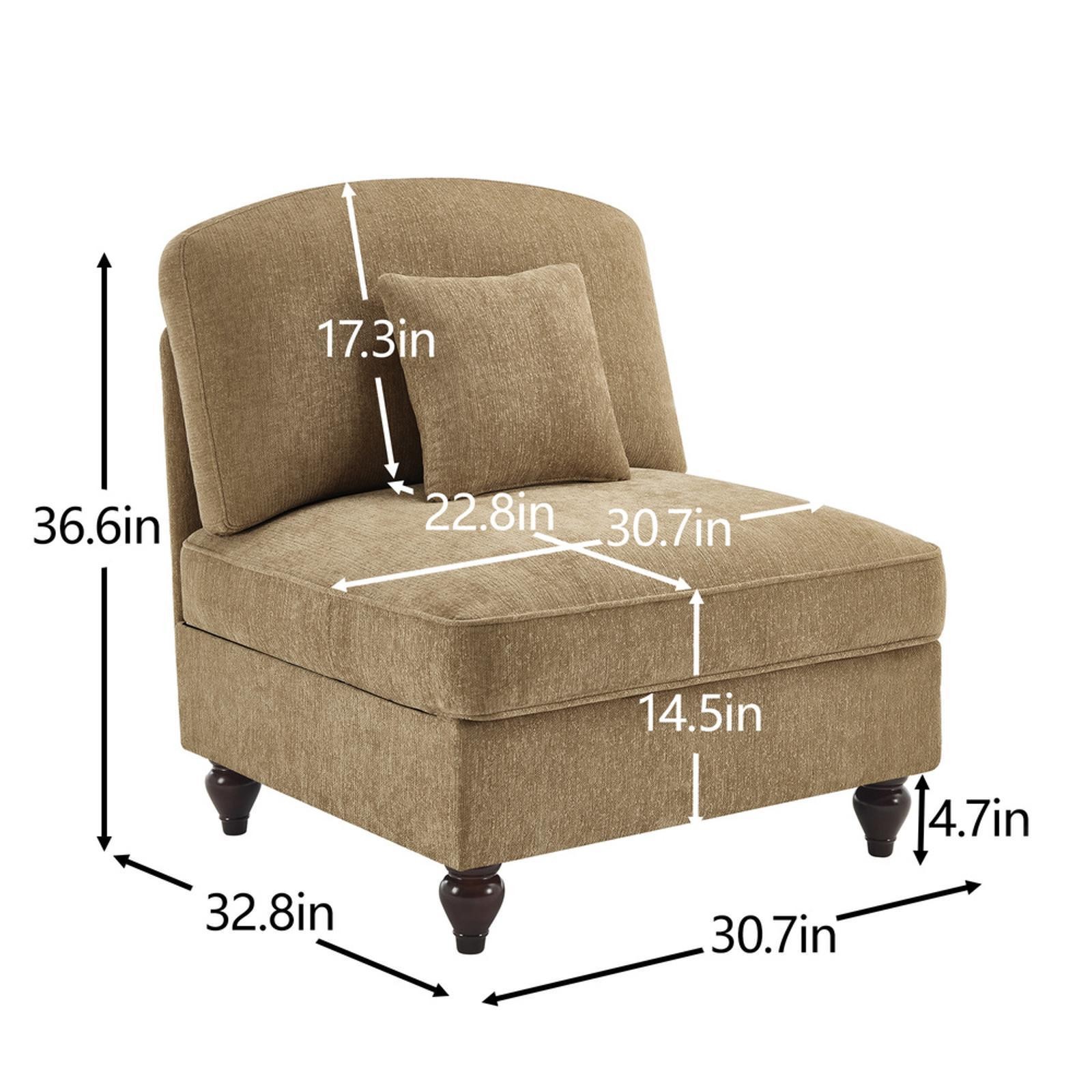 Cloud Couch Sectional Sofa Chenille Fabric Light Coffee Armless for Modern