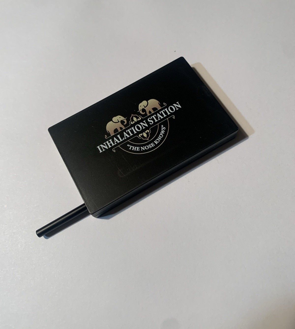 Inhalation Station Black 7 Slot Snuff Storage Box Built In Metal Straw New