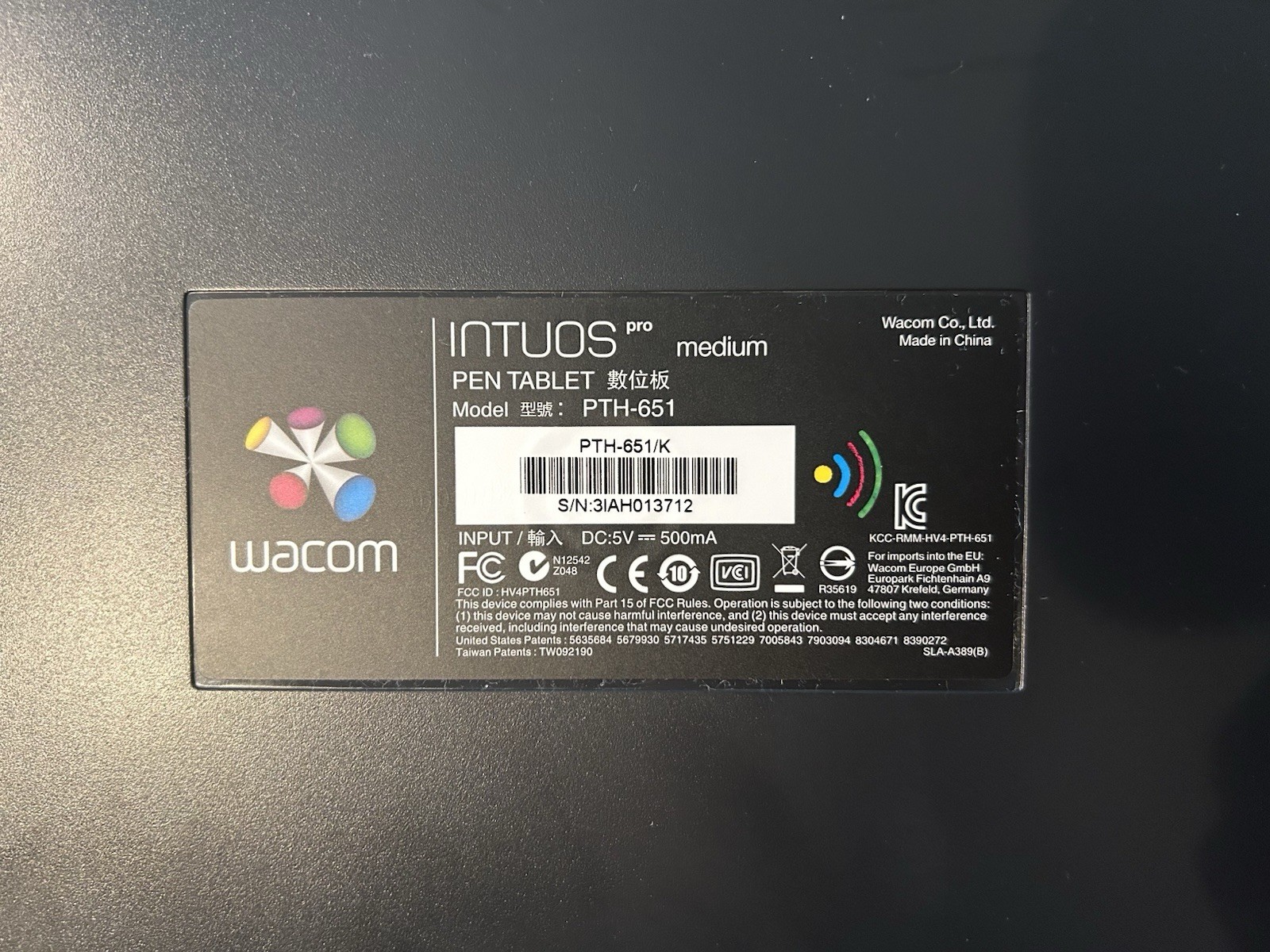 Wacom Intous Medium Pen Tablet PTH651 (no pen)