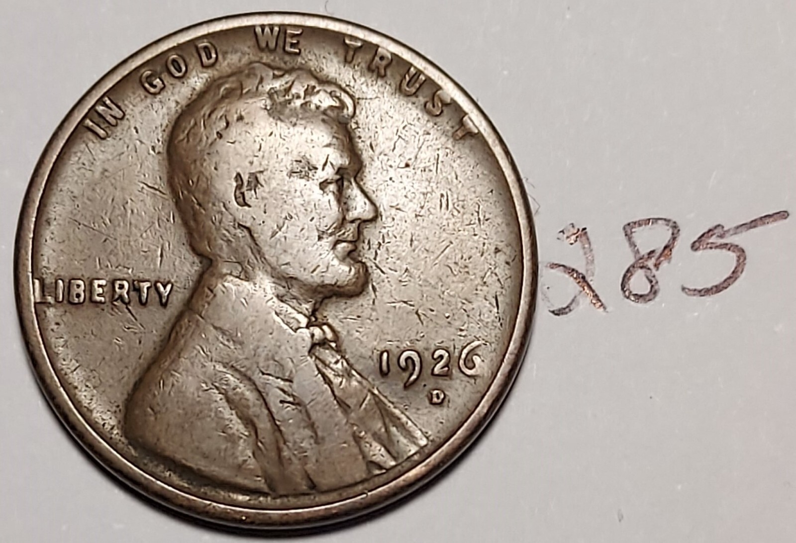 1926-D Lincoln Wheat Cent BELOW FINE   #285