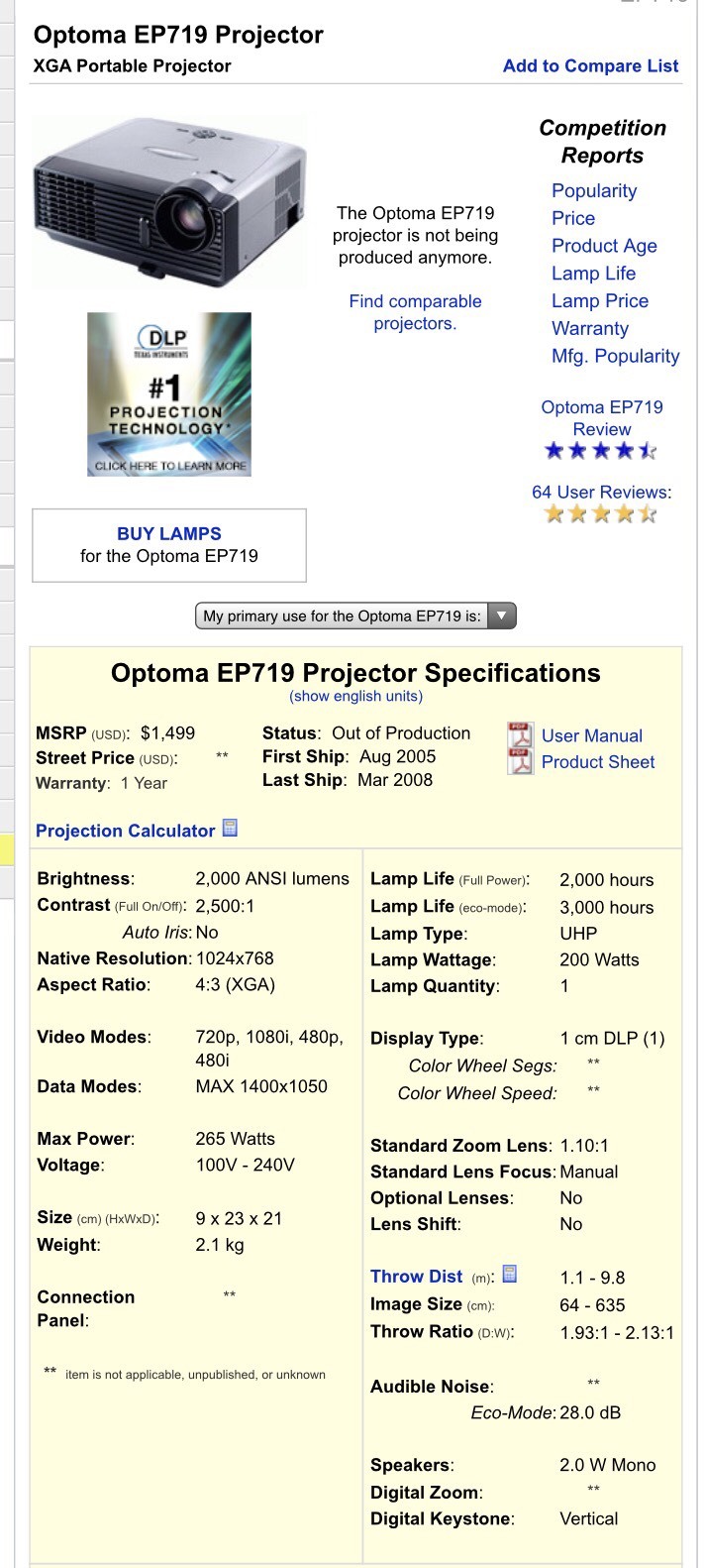 Optoma EP719R Projector