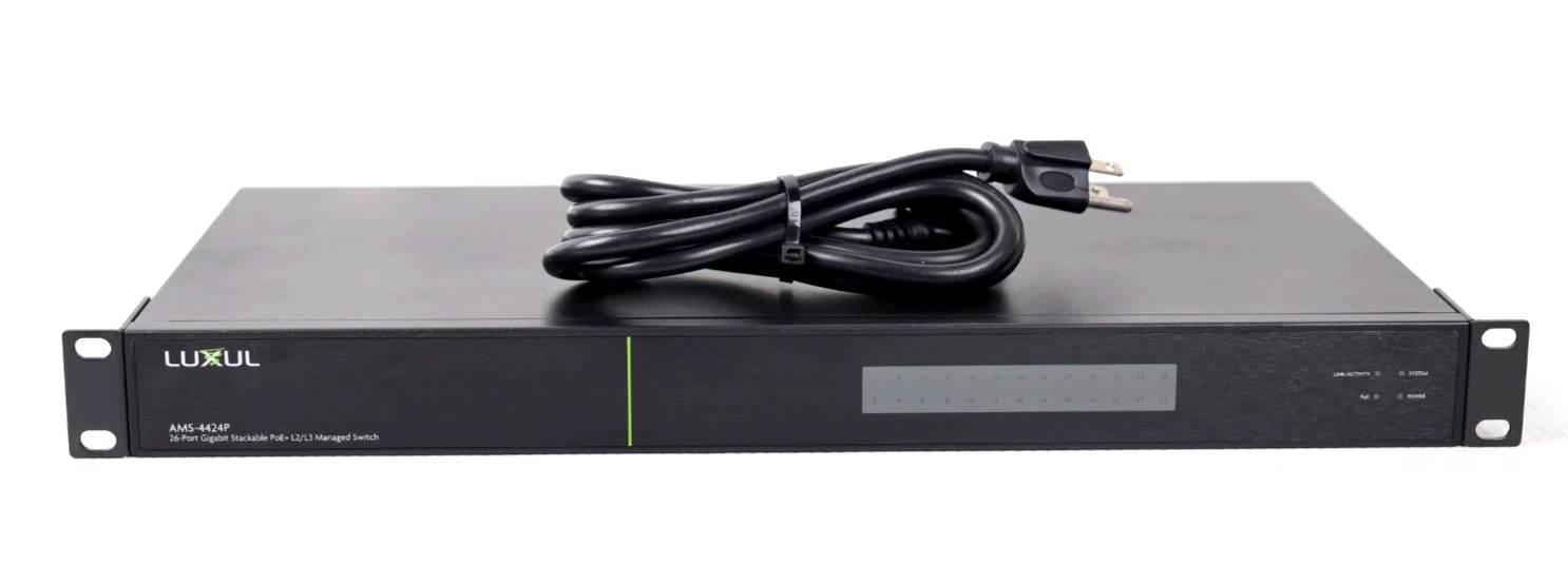 NEW Legrand Luxul AMS-4424P AV Series 26-Port/ 24 PoE+ Gigabit Managed Switch