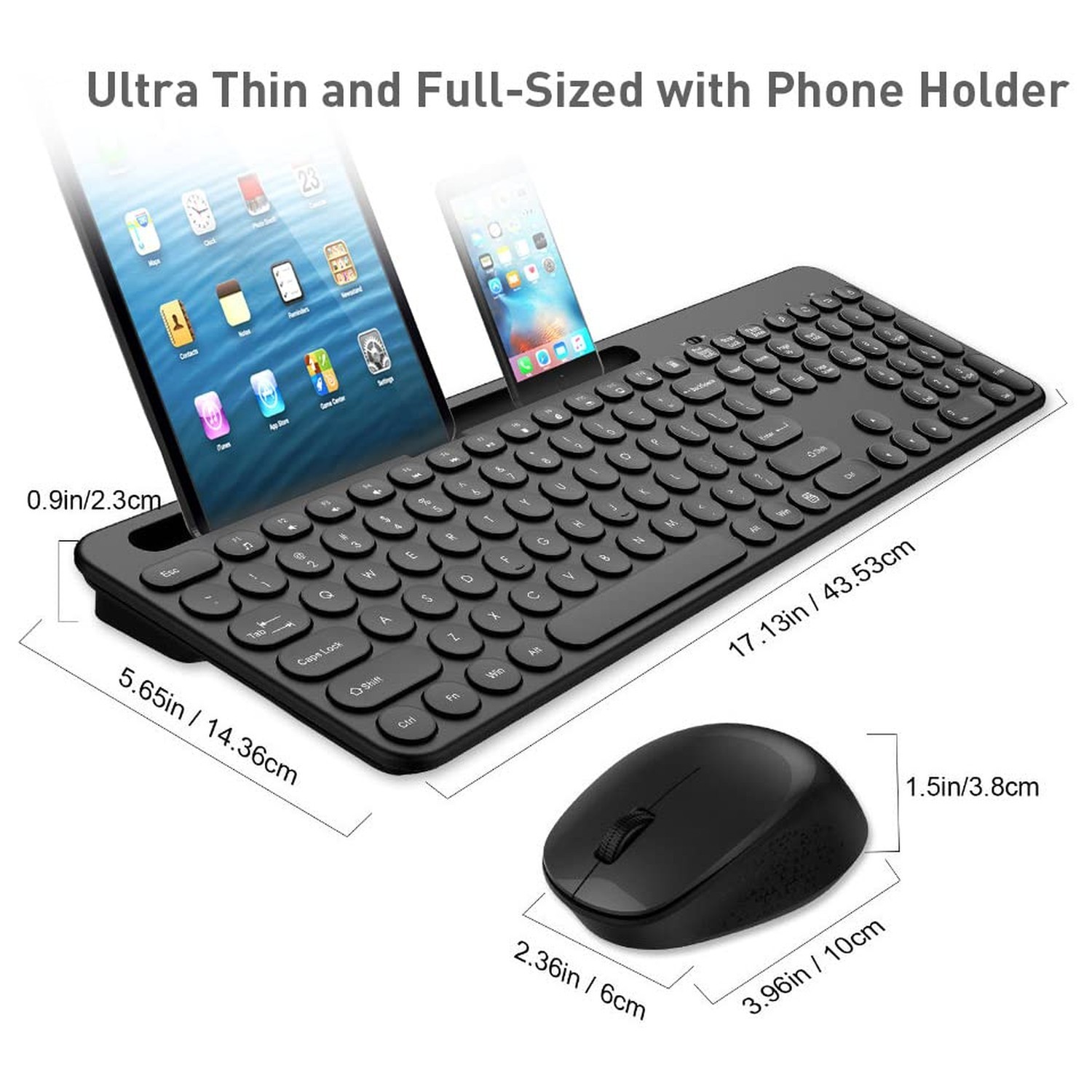 LeadsaiL Wireless Keyboard and Mouse, Full-Sized Ergonomic Computer Keyboard ...