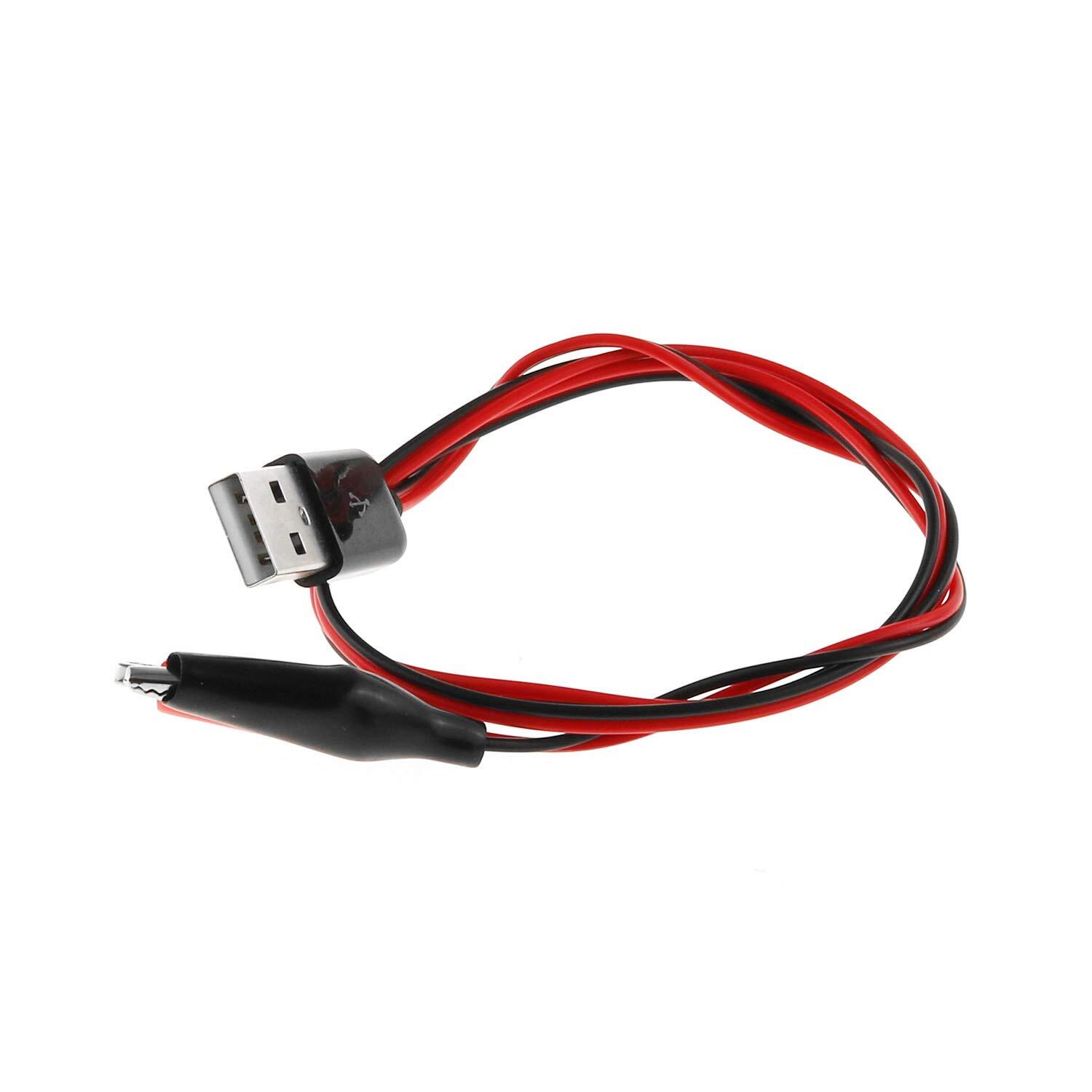 Crocodile Clamps 50cm Test Wire Alligator Clips to USB Male Connector Lead