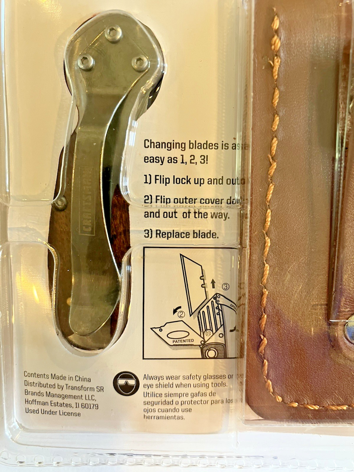 CRAFTSMAN 94845 FOLDING LOCKBACK UTILITY KNIFE WITH LEATHER SHEATH