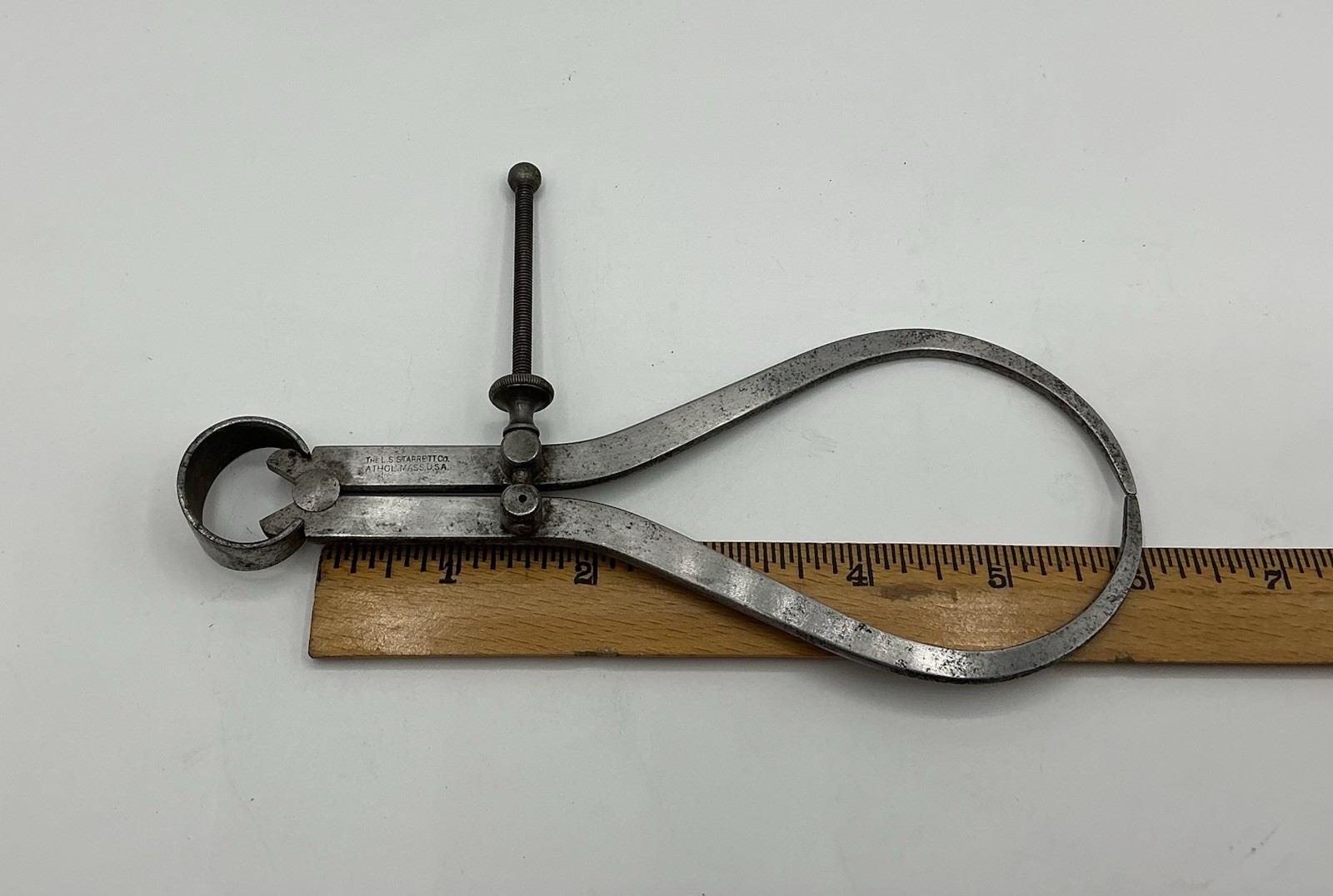 2 L.S. Starrett 6” Inside & Outside Spring Joint Flat Leg Divider Caliper Pair