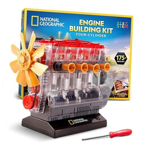 National Geographic 4-Cylinder Engine Building Kit – 175+ Piece Working Model
