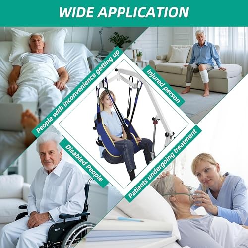 Toileting Sling with Torso Belt — Open-Bottom Commode Transfer Sling for Medium