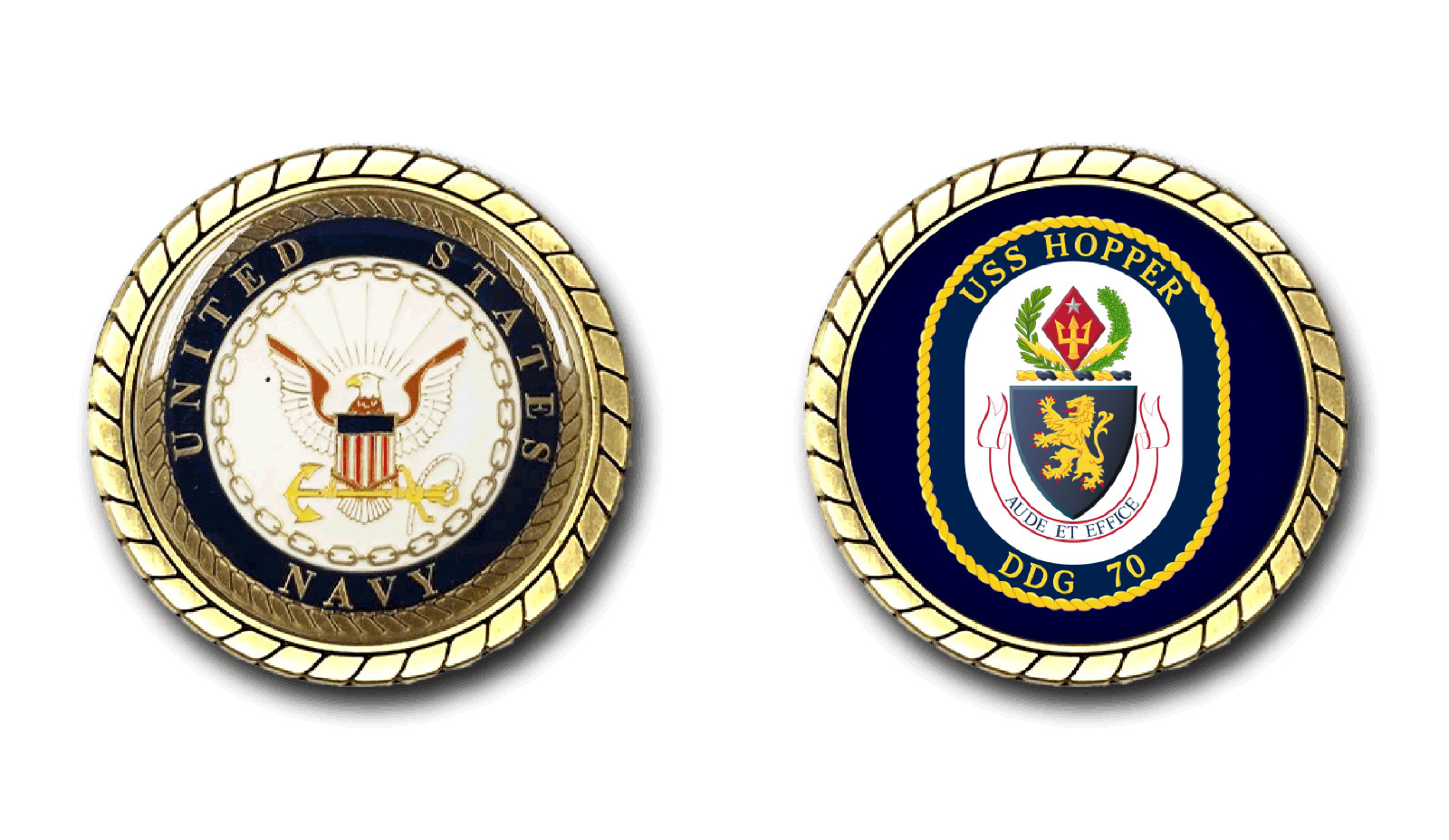 USS Hopper DDG-70 Crest Challenge Coin