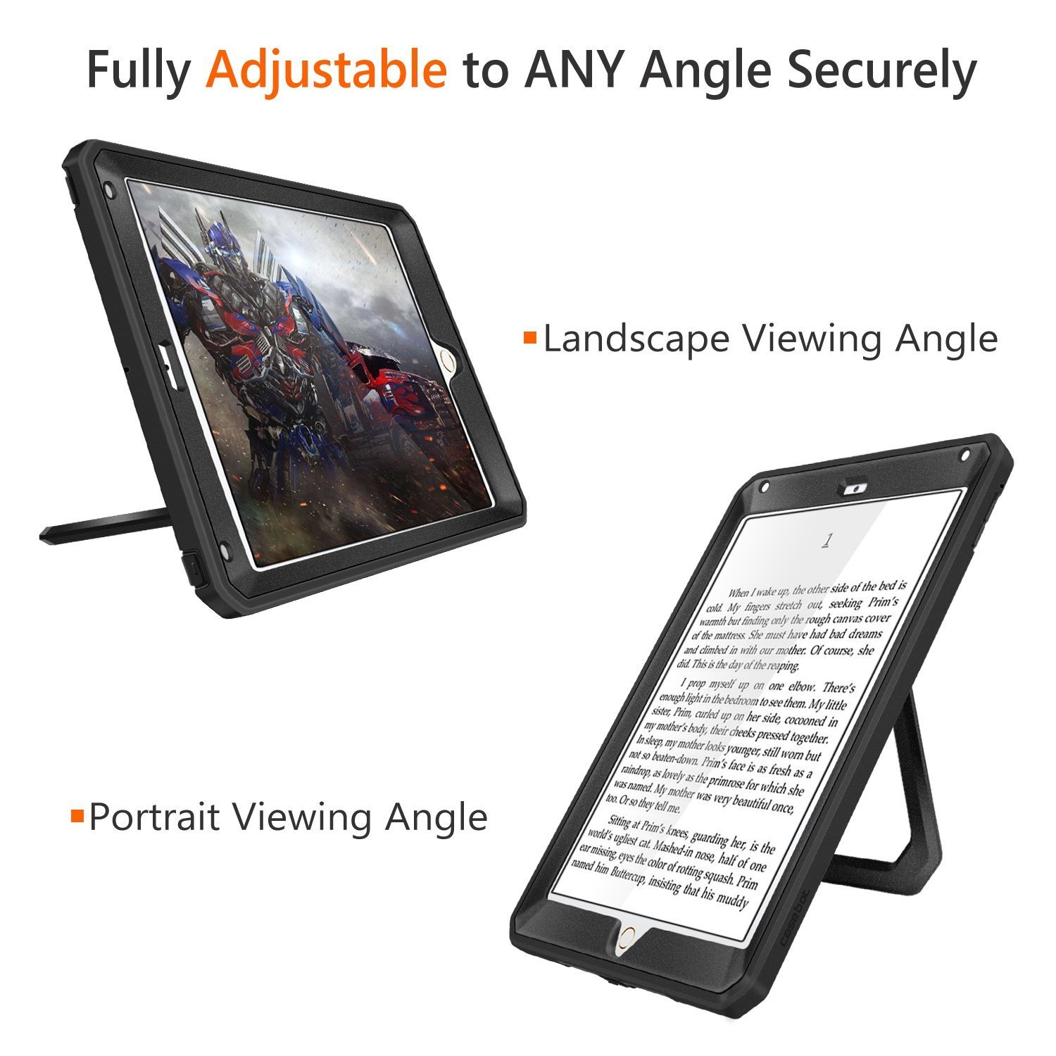 For iPad 9.7 2018 6th Gen Mutiple Angles Screen Protector Hard Back Case Cover