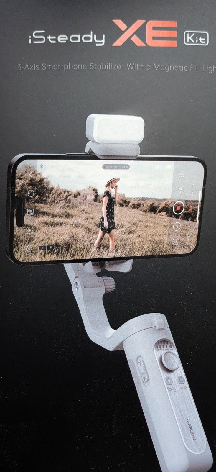 Hohem iSteady XE 3-Axis Smartphone Stabilizer With A Magnetic Fill Light (Grey)