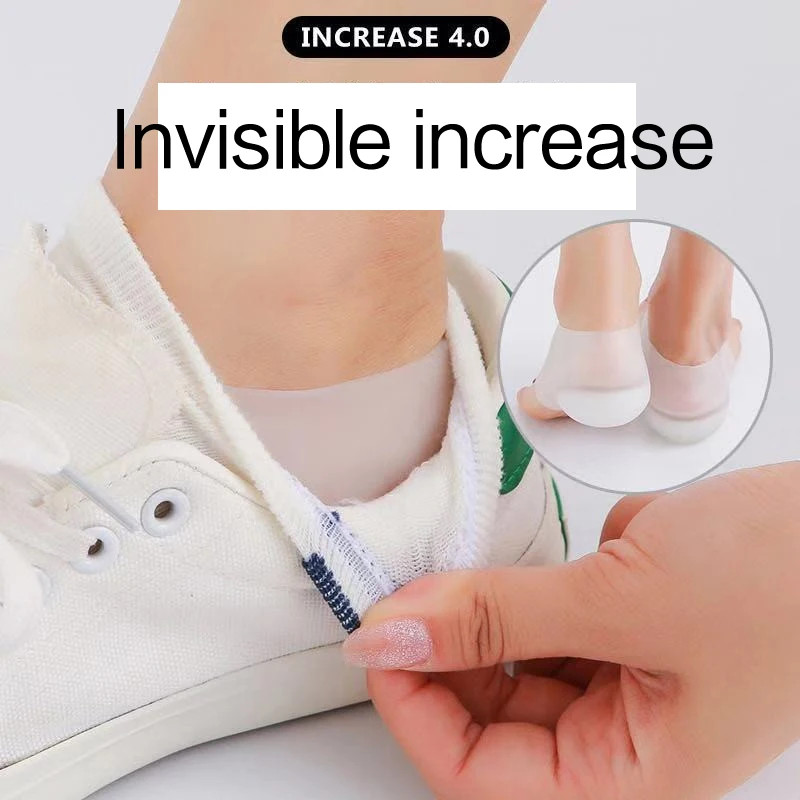 Invisible Height Increased Insole 1Pair Silicone Heel Socks for Women Men insole