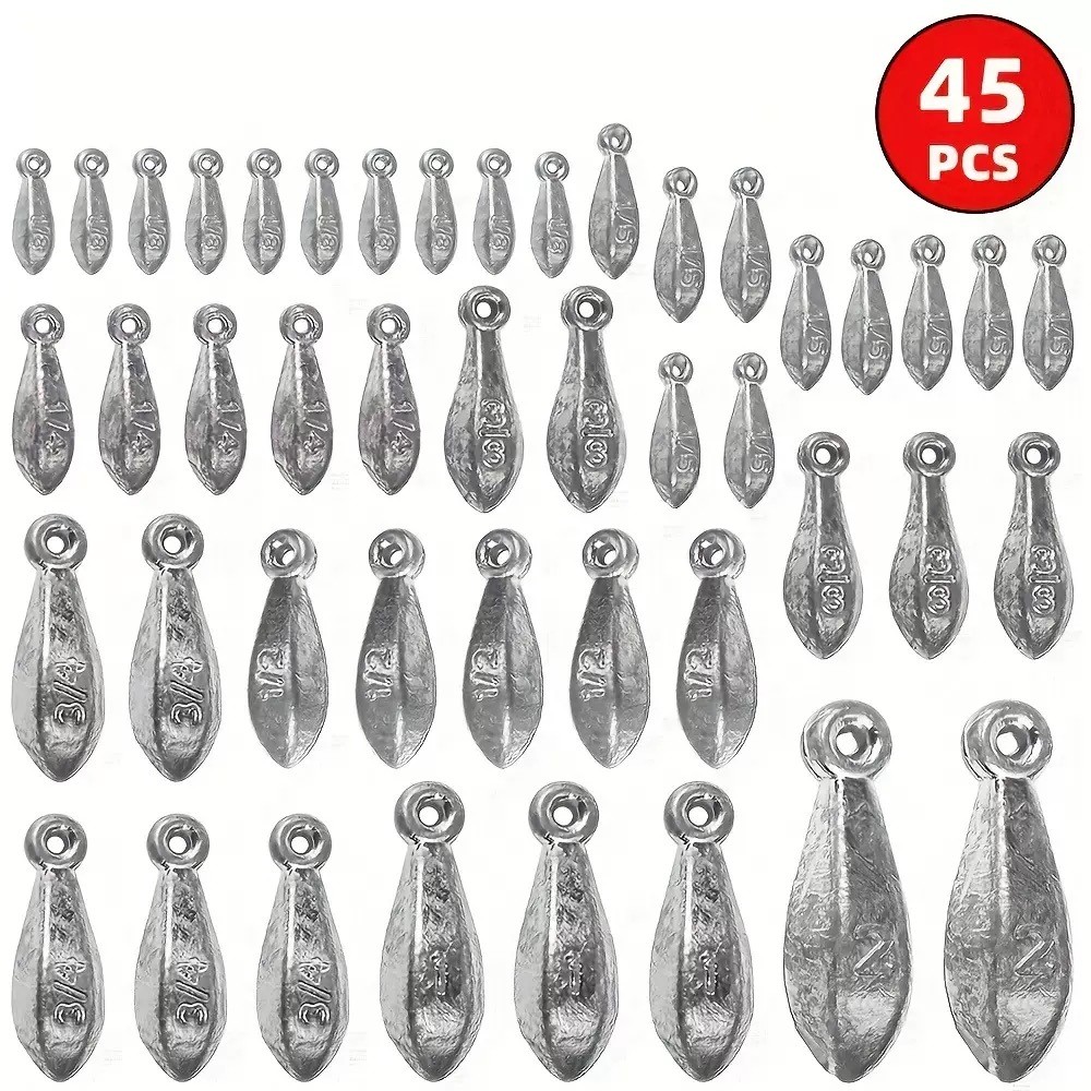 45Pcs Fishing Sinkers Lead Bank Sinkers  Kit Size 1oz 2oz... FAST FREE SHIPPING