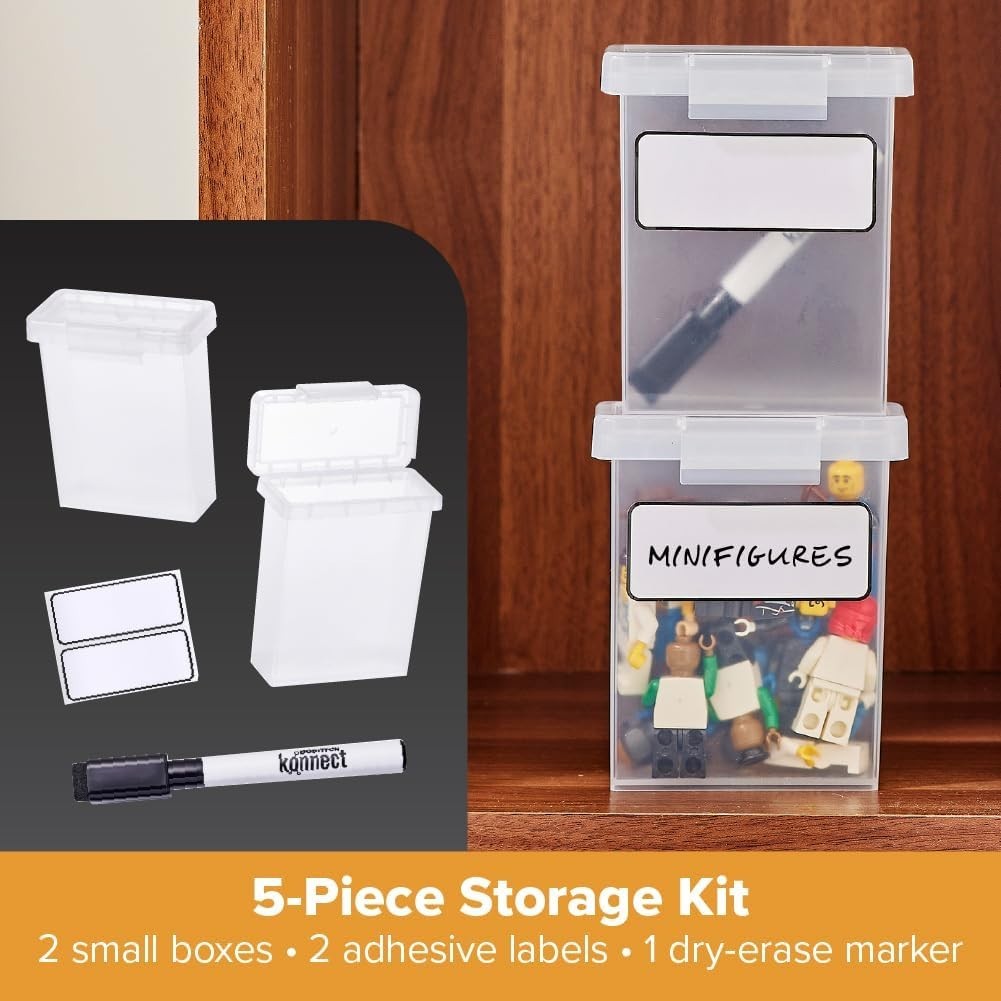 Konnect Storage Containers W/ Lids Organizer Clear Plastic Box Stackable Nesting