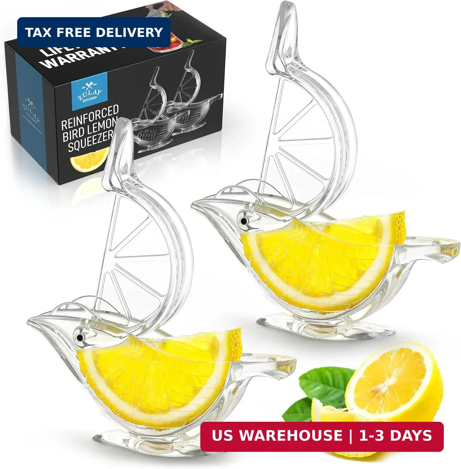 Zulay Kitchen Bird Lime Squeezer - Easy Bird Lemon Squeezer with Pour Spout - Du
