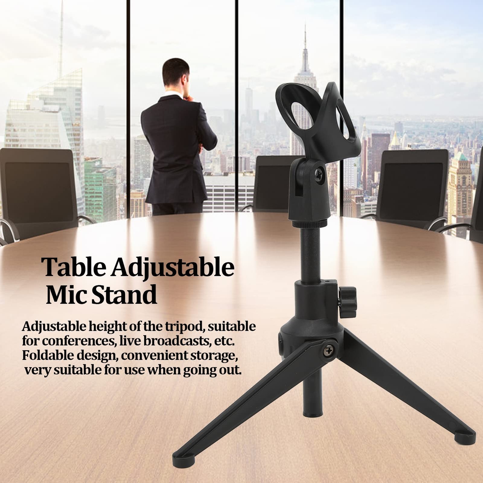 Desktop Adjustable Microphone Tripod Stand Detachable Live Recording Mount