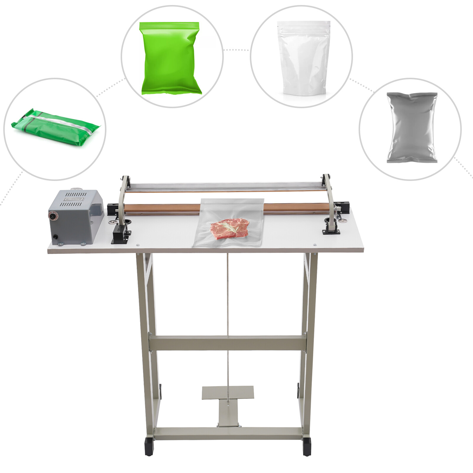 22.83" Foot Pedal Impulse Sealer heat sealing machine,Plastic Bag sealer AC110V