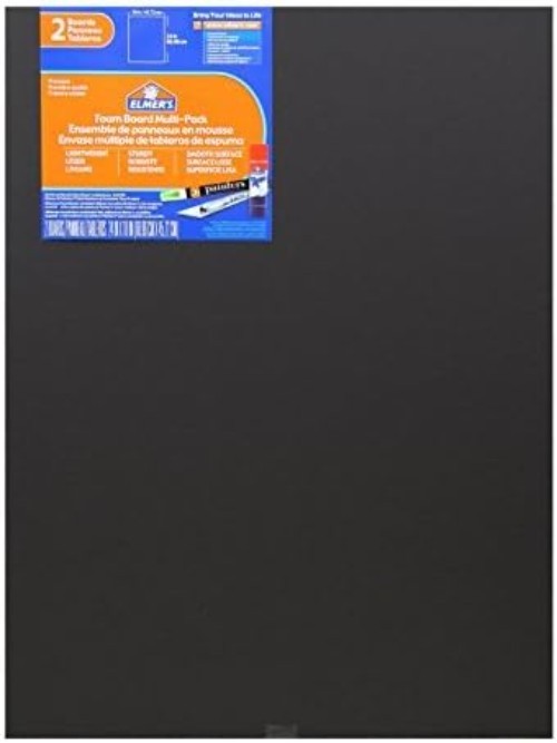 Foam Board Multi-Pack, 18 x 24 Inches, 3/16 Inch Thickness, Black, 2 Pack