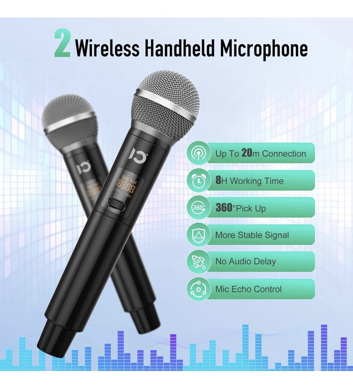 Portable Voice Amplifier 40W with 2 Wireless Microphones SHIDU S97 Powerful