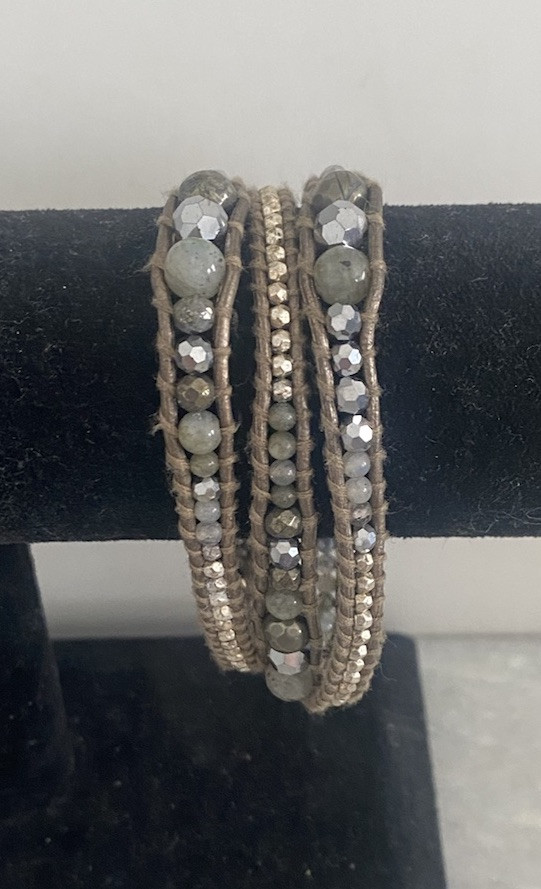 Tatiana Filippova Labradorite Gemstone Beaded Wrap Bracelet 22.5”