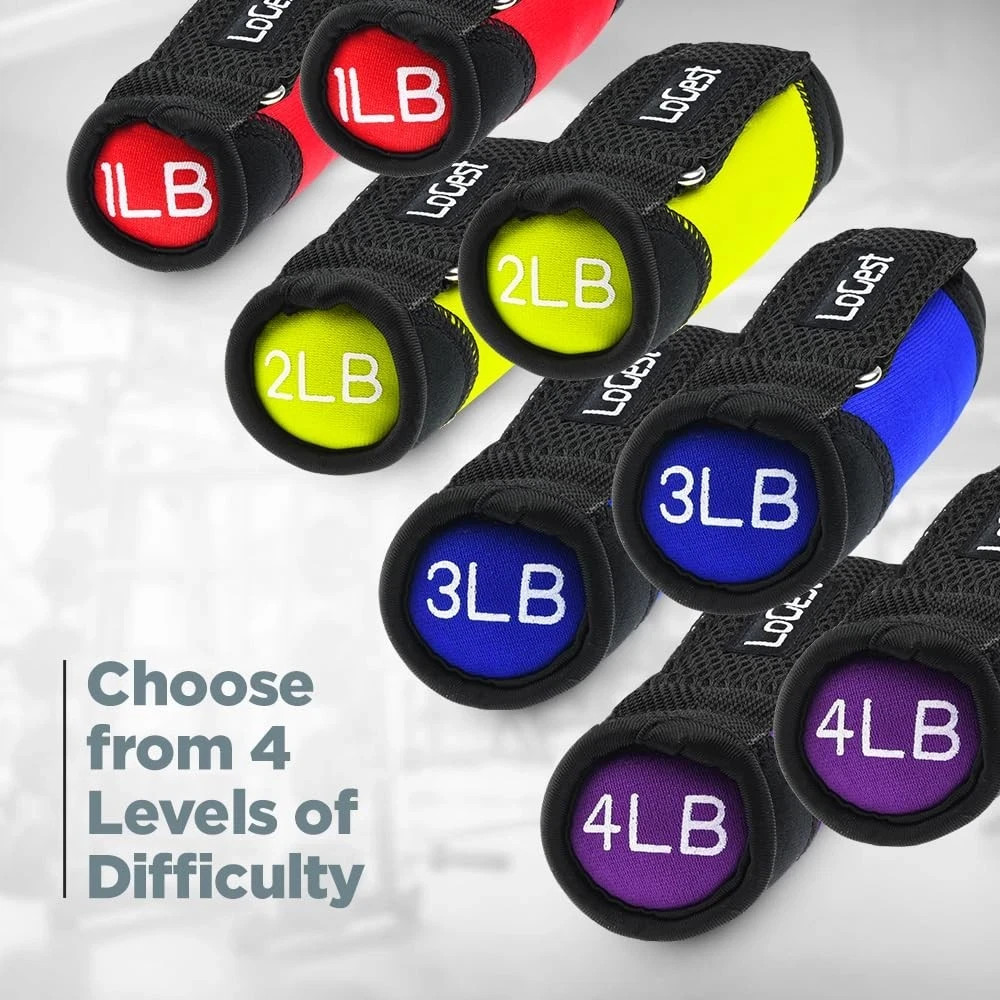 LoGest Soft Hand Weights Adjustable Straps 1lb 2lb 3lb 4lb Comfortable Dumbbells