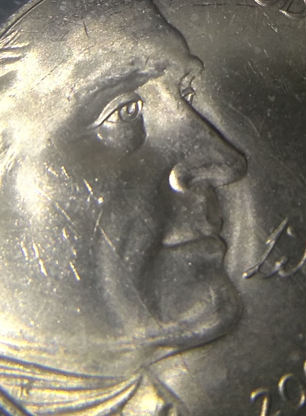 2005 P Bison Jefferson Nickel  Die Crack Through Face Uncirculated