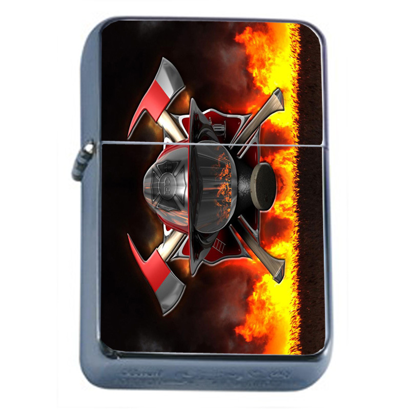 Firefighter D18 Flip Top Oil Lighter Wind Resistant Flame Heros