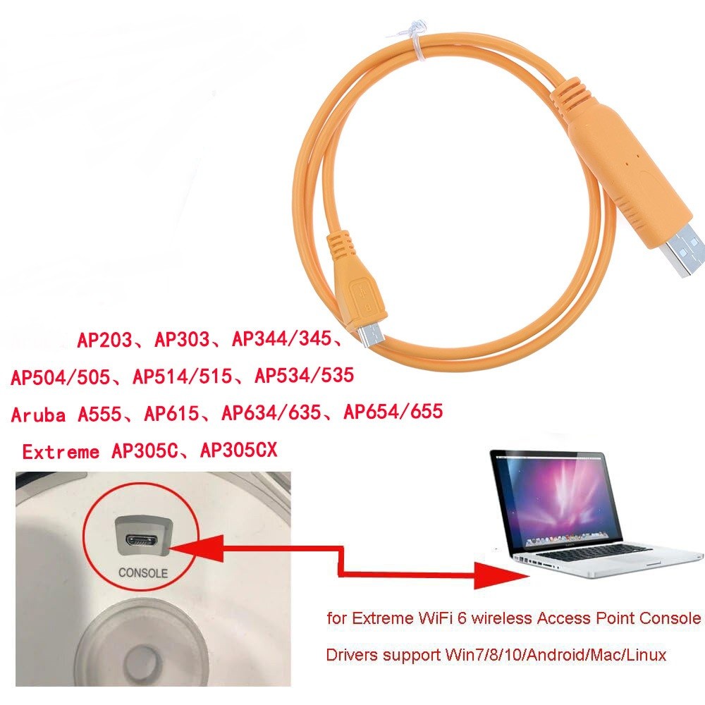 USB 2.0 Console Adapter Cable for Aruba AP-CBL-SERU AP203 AP303 AP344/345