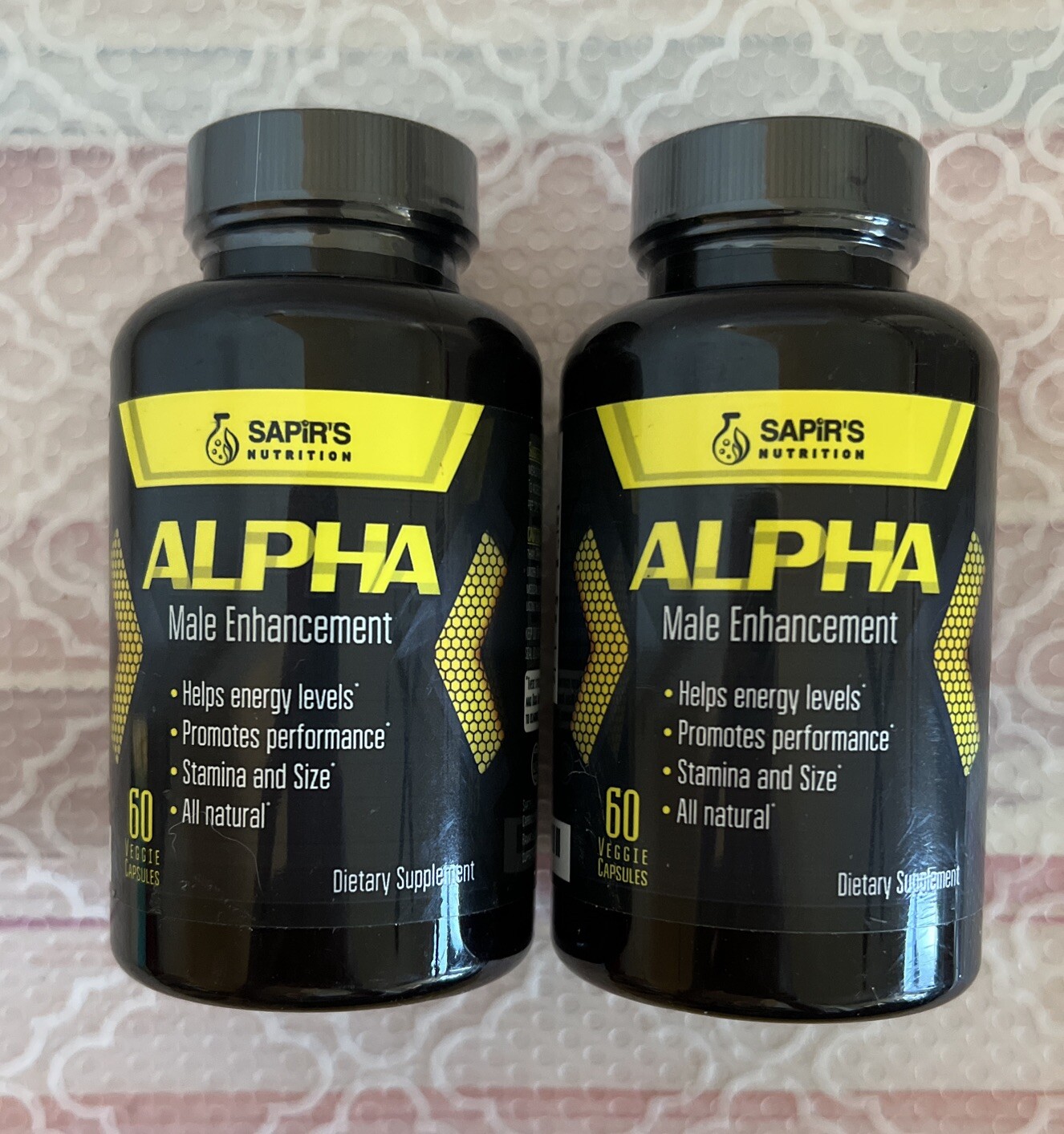 2 Bottles Sapir’s Nutrition Alpha Male Support Performance 60 VegCaps Exp 09/26