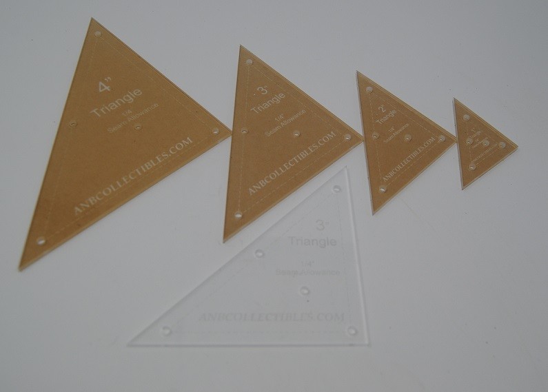 Acrylic Triangle Quilting Template Set  (set of 4) (1", 2", 3", 4")