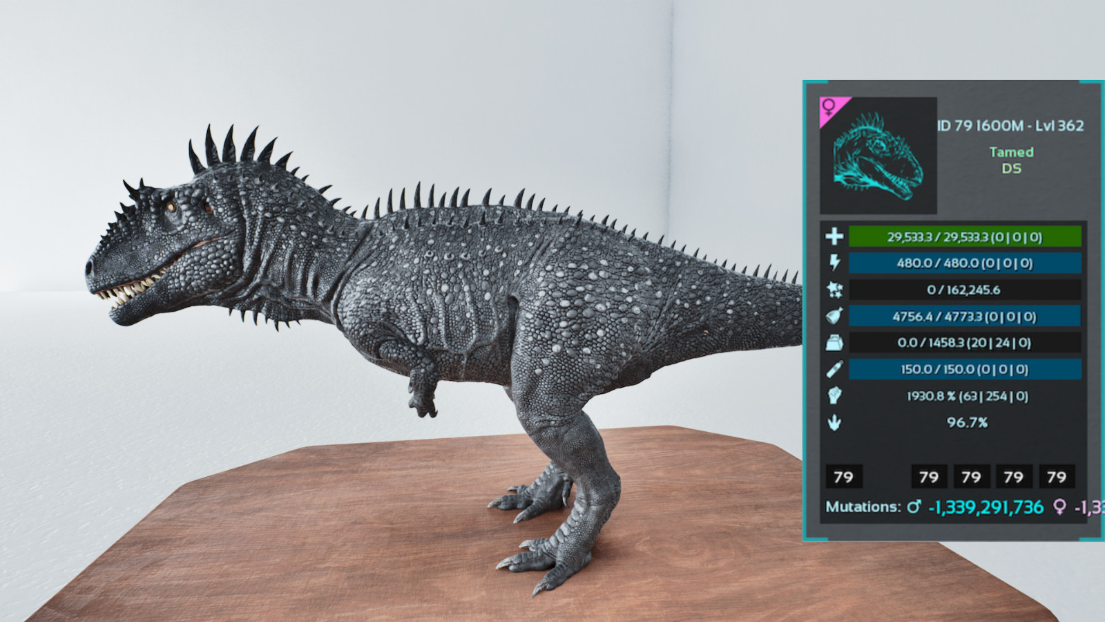 🔥ARK Survival Ascended OFFICIAL PVE - PAIR CARCHA CLONE TOP STATS TOP COLORS