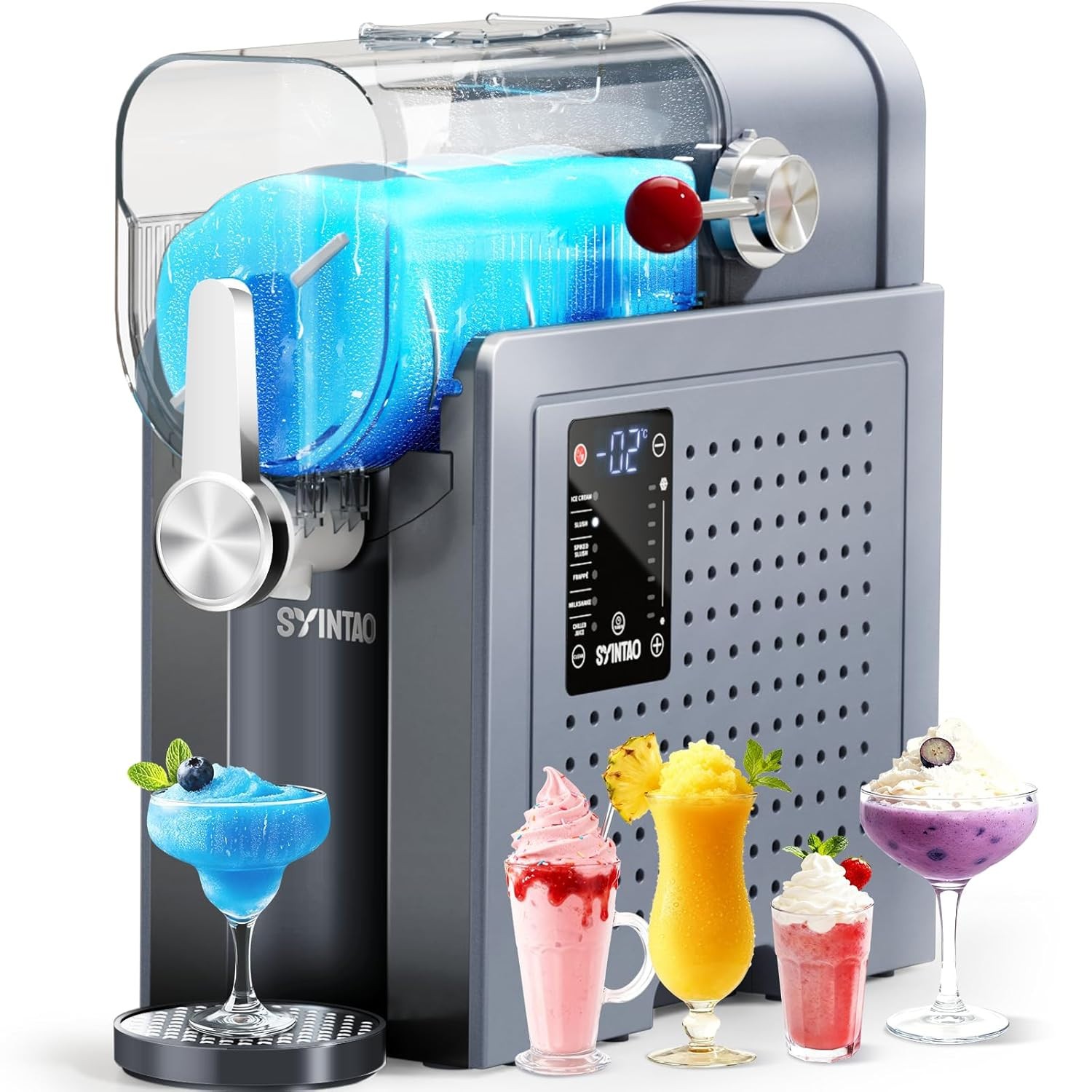 SYINTAO 2 in1 Slushie &Soft Serve Ice Cream Maker,96oz Vessel No-Ice-Needed Froz
